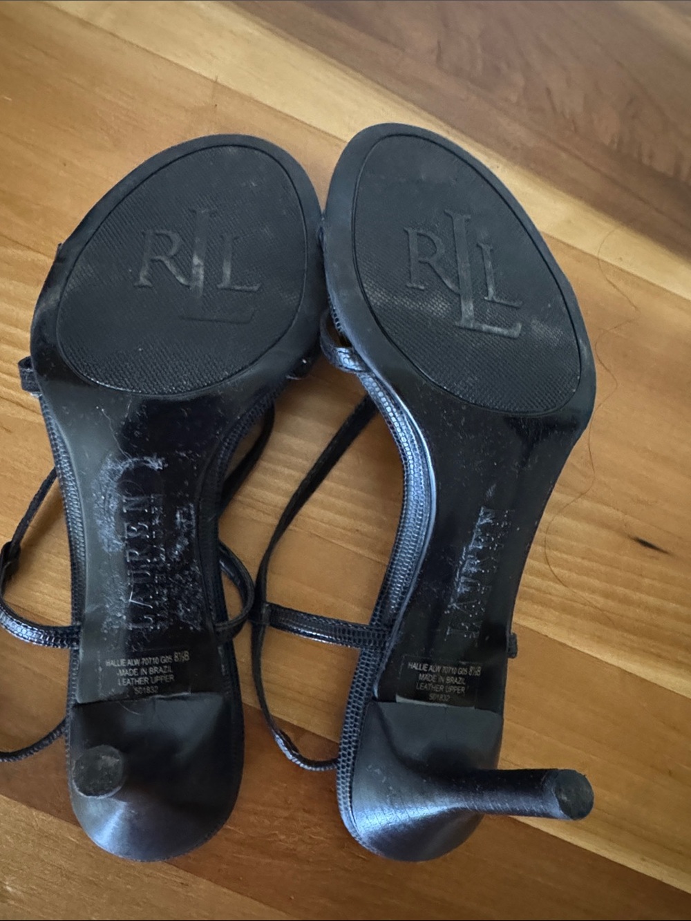 Lauren Ralph Lauren Women’s Black Sandals Size 8.5 B Upper Leather Slingback - Picture 7 of 9
